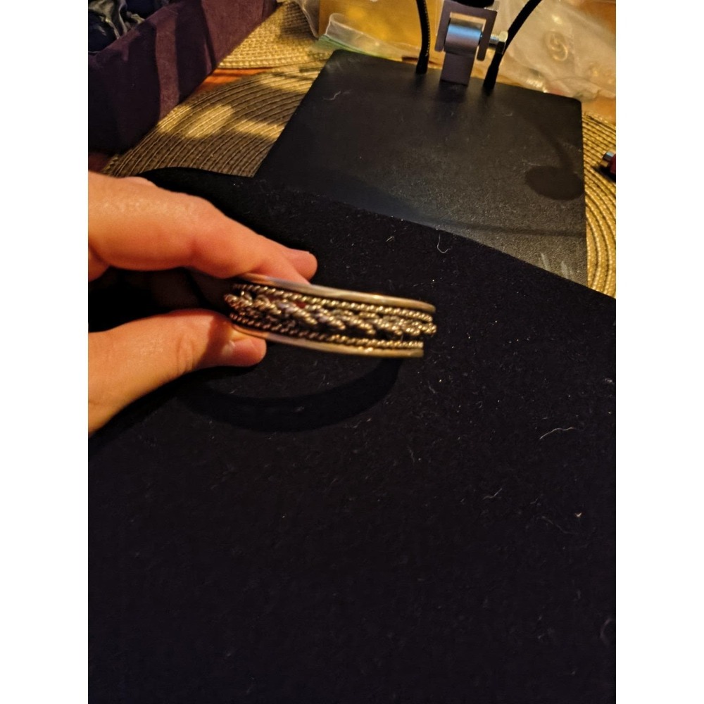 Large Braided Sterling Silver Cuff Bracelet Size 5 And 3/4